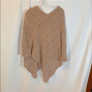 Tan  Sweater Poncho One Size